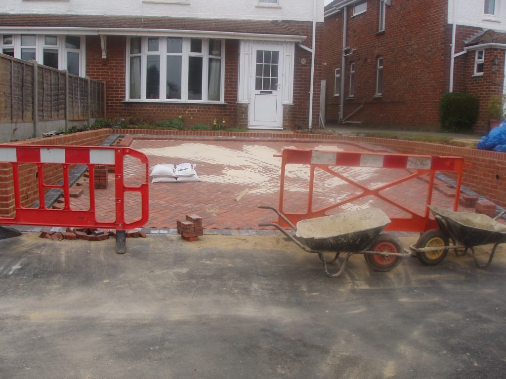 Block paving, sand filling